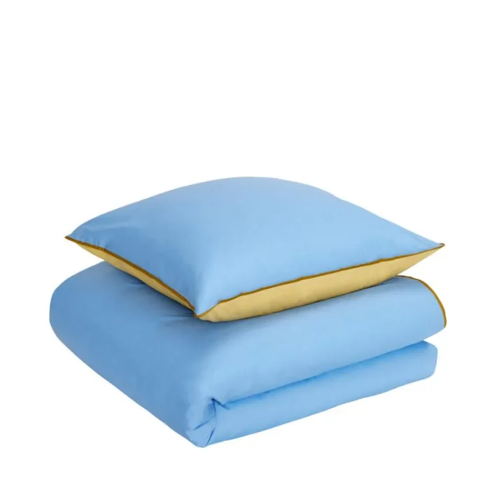 Aki Bed Linen 80/200 Blue/Yellow^Hübsch Fashion