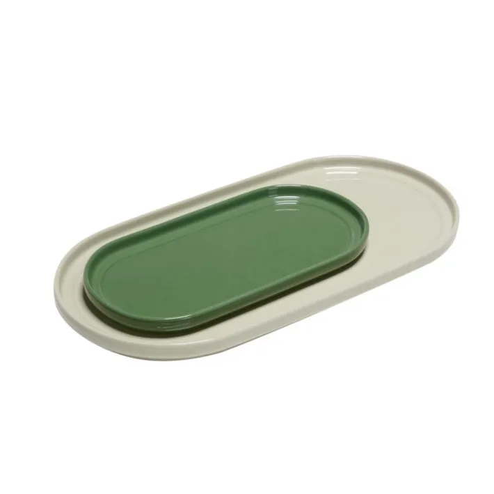Amare Serving Trays Sand/Green (set of 2)^Hübsch Store