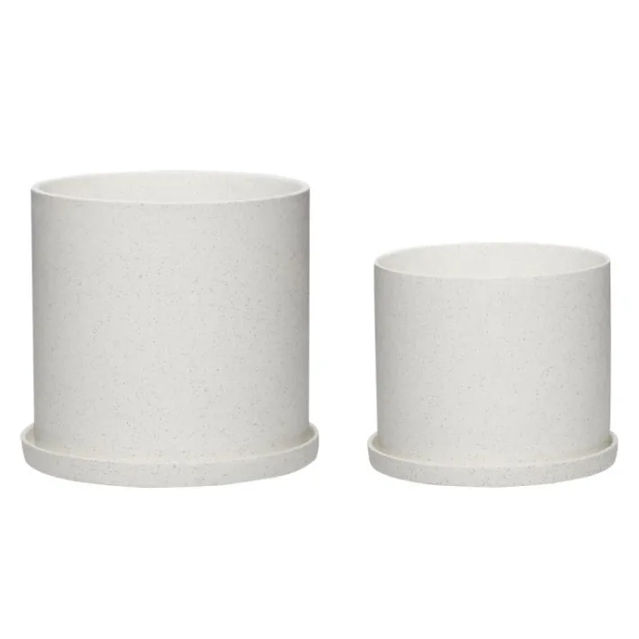 Blanc Pots (set of 2)^Hübsch Outlet