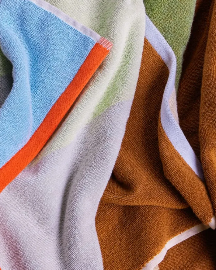 Block Towel Small Light blue/Multicolour^Hübsch Sale