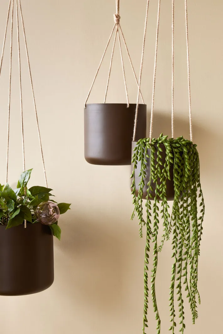 Bloom Hanging Pots Large Brown (set of 3)^Hübsch Outlet