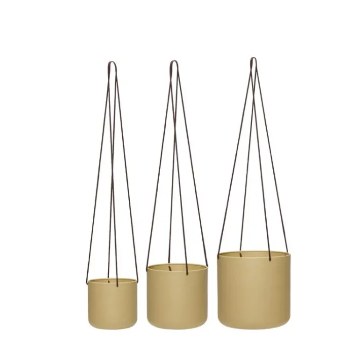 Bloom Hanging Pots Large Khaki (set of 3)^Hübsch New