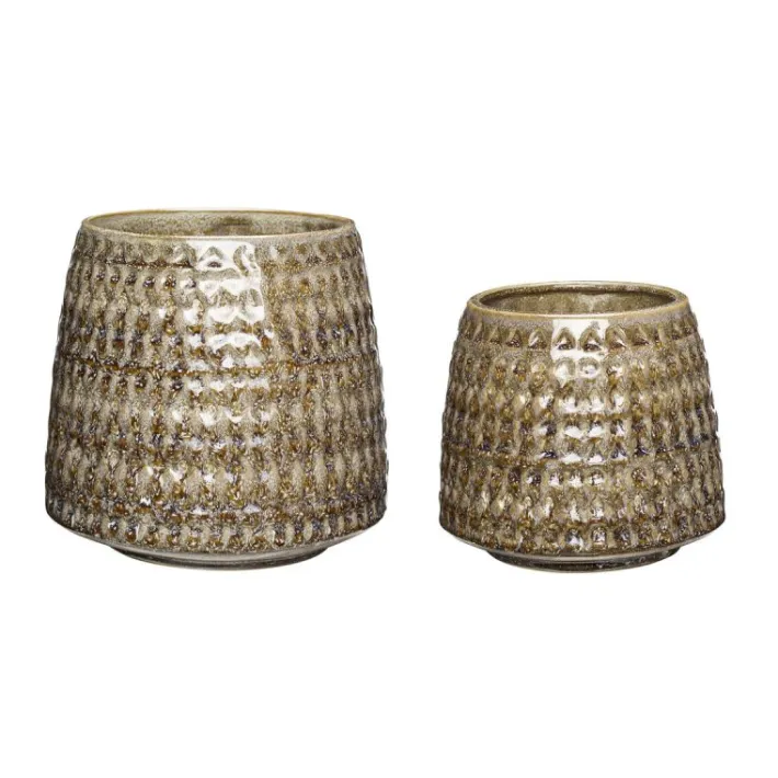 Capri Pots Brown (set of 2)^Hübsch Cheap