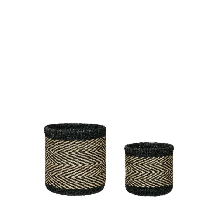 Criss Cross Baskets Black/Natural (set of 2)^Hübsch Cheap