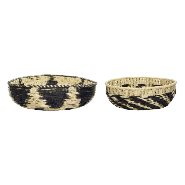 Current Baskets Black/Natural (set of 2)^Hübsch Shop