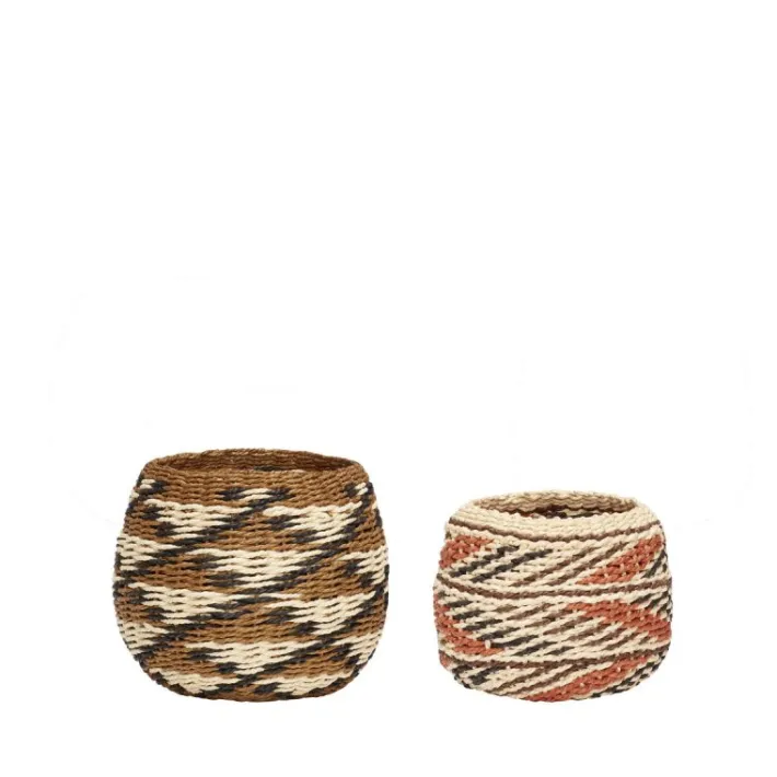 Evoke Baskets Round Natural/Multicolour (set of 2)^Hübsch Cheap
