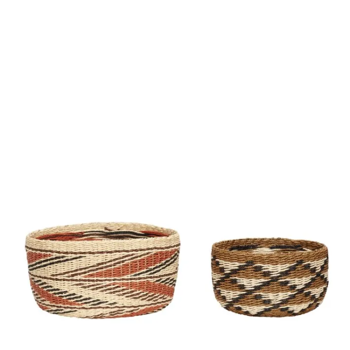 Evoke Baskets Wide Natural/Multicolour (set of 2)^Hübsch Flash Sale