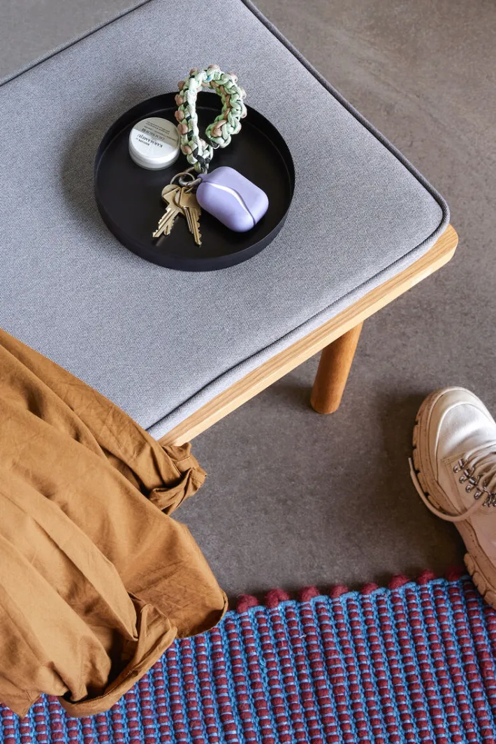 Folk Bench Grey/Natural^Hübsch Discount