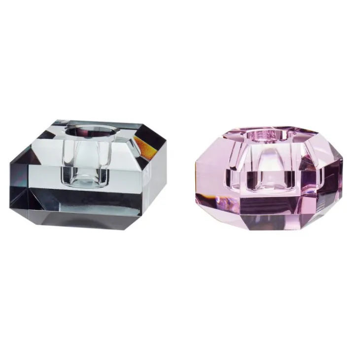 Gem Candlesticks Pink/Grey (set of 2)^Hübsch New