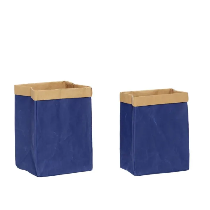 Laundromat Laundry Basket Square Blue/Natural (set of 2)^Hübsch Hot