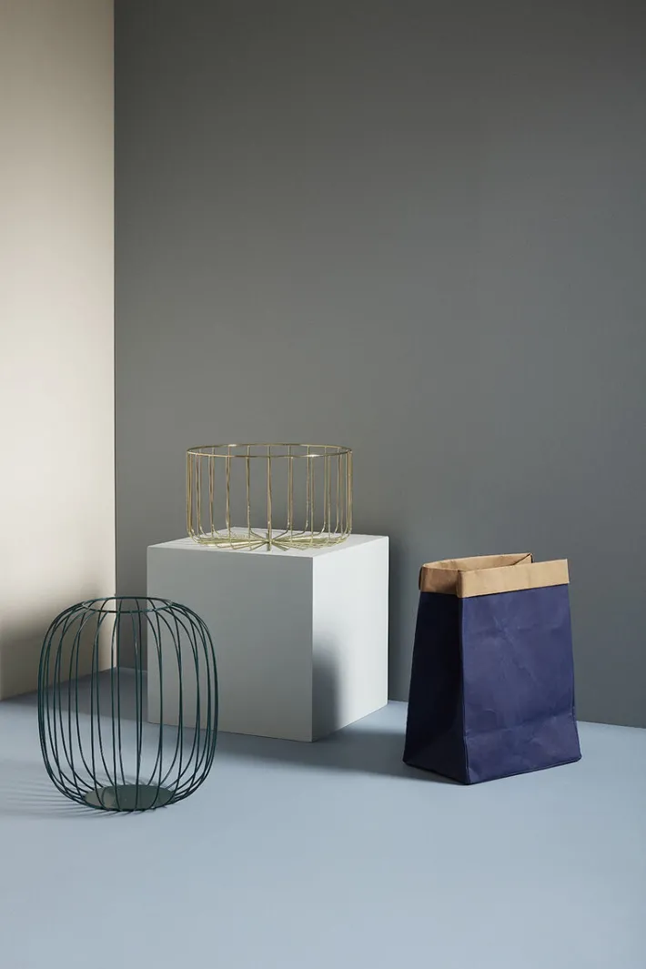 Laundromat Laundry Basket Square Blue/Natural (set of 2)^Hübsch Hot