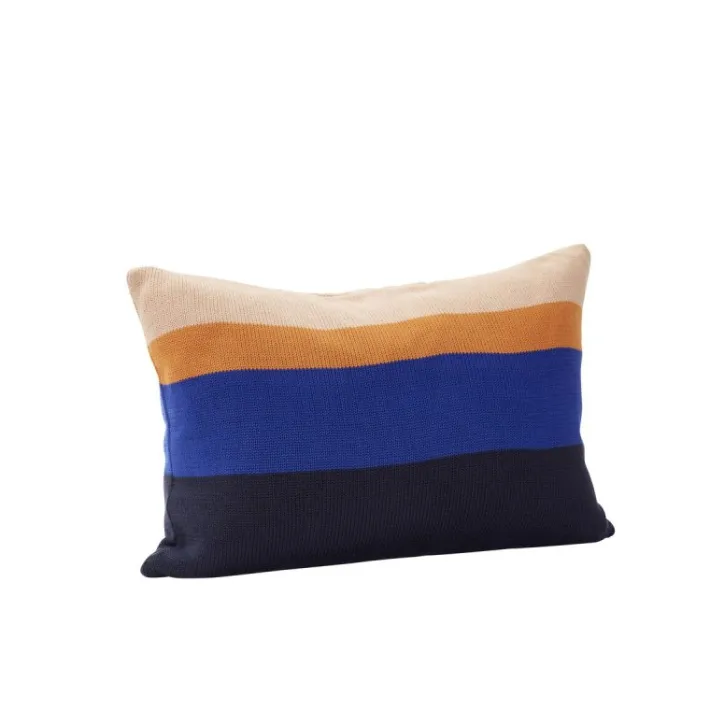 Line Knitted Cushion Blue/Black/Amber^Hübsch Discount