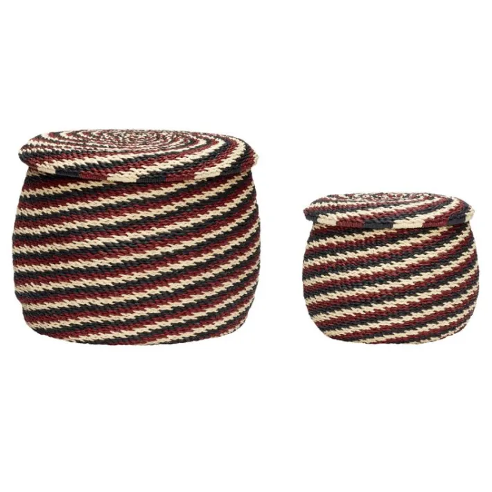 Monarch Baskets Natural/Red (set of 2)^Hübsch Online