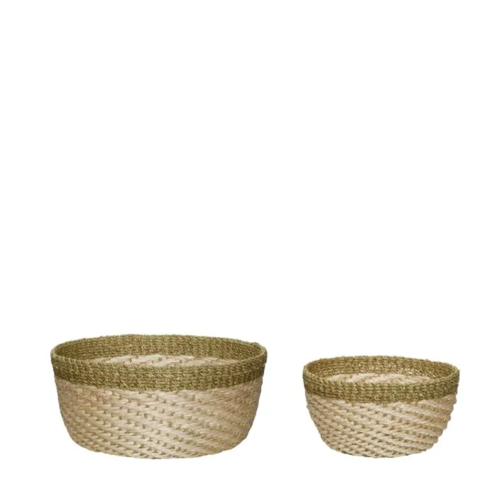 Palm Baskets Natural/Light green (set of 2)^Hübsch New