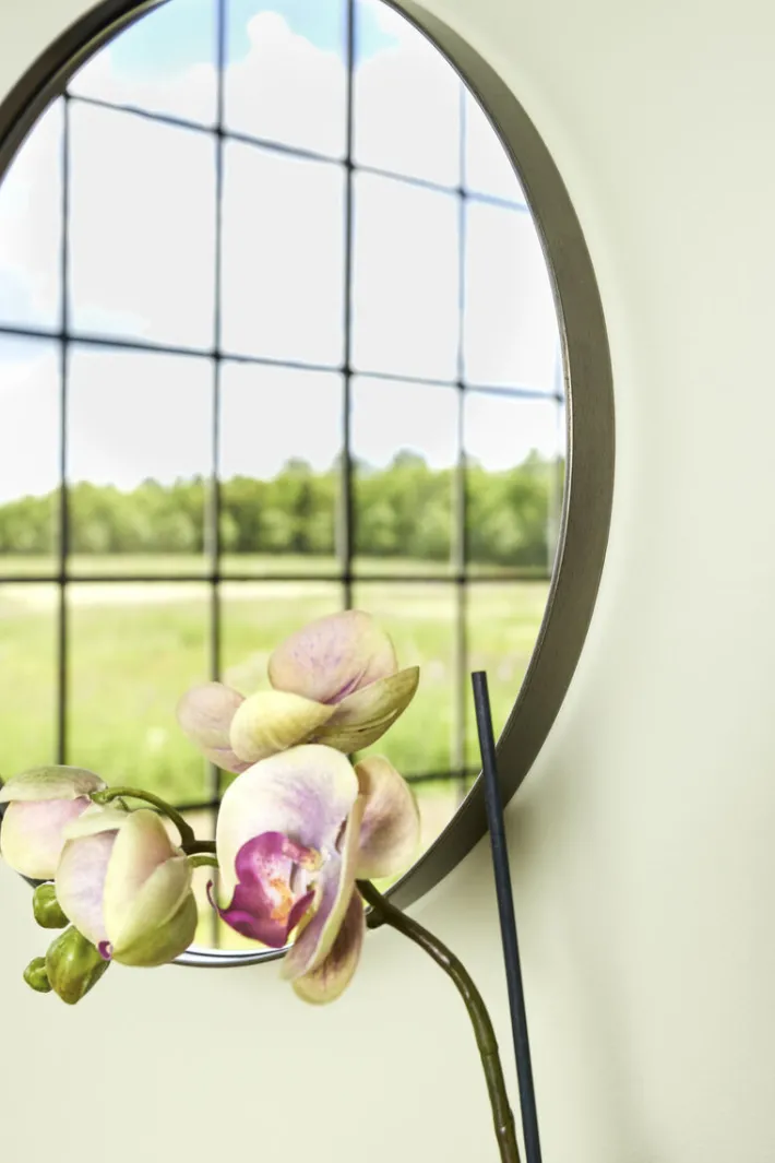Retro Wall Mirror Round Brushed nickel^Hübsch Clearance