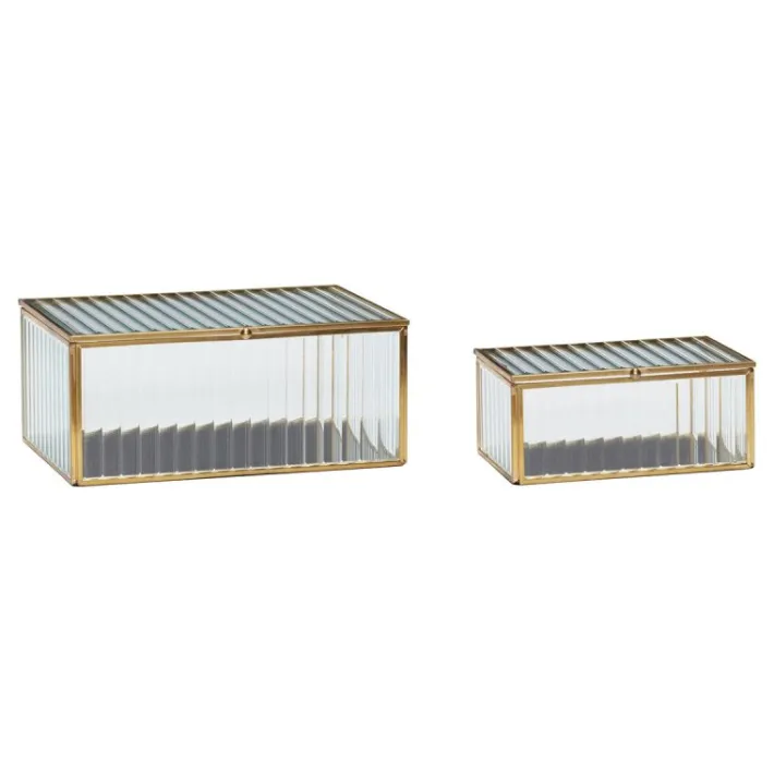 Ripple Glass Boxes Brass (set of 2)^Hübsch Store