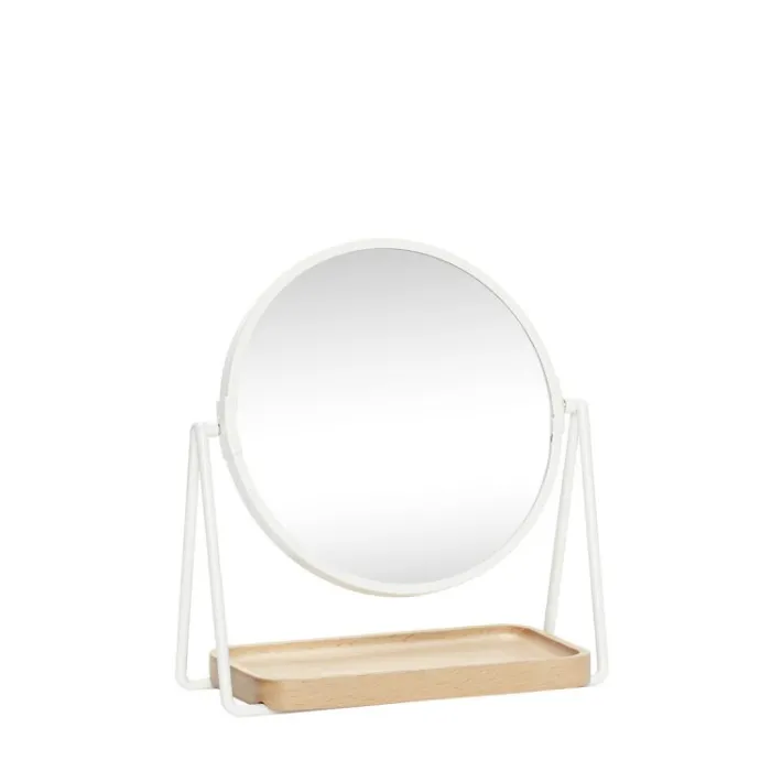 Smize Table Mirror Round White/Natural^Hübsch Best Sale