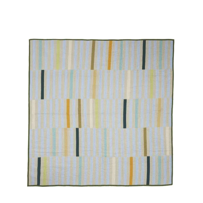 Twist Bedspread Block 260x260 Dark green/Multicolour^Hübsch Store