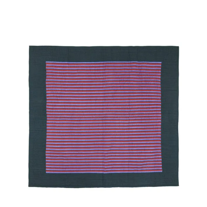Twist Bedspread Stripe 260x260 Petrol/Multicolour^Hübsch Clearance