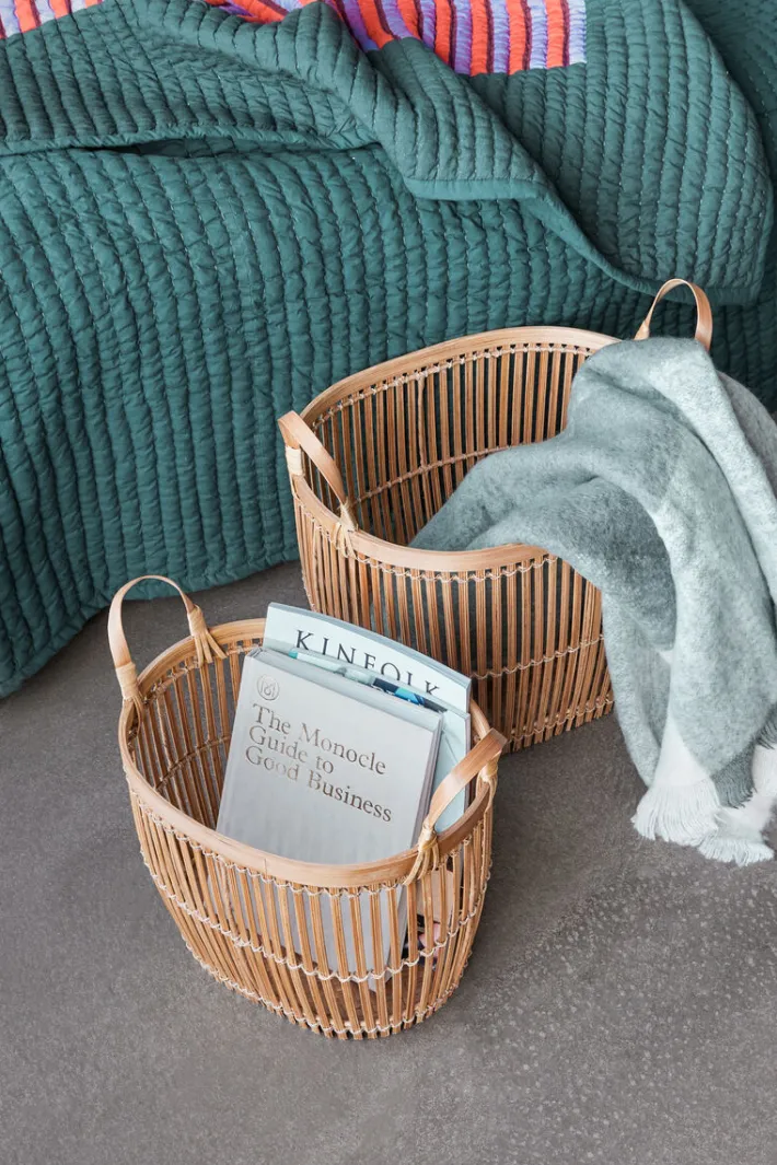 Twist Bedspread Stripe 260x260 Petrol/Multicolour^Hübsch Clearance