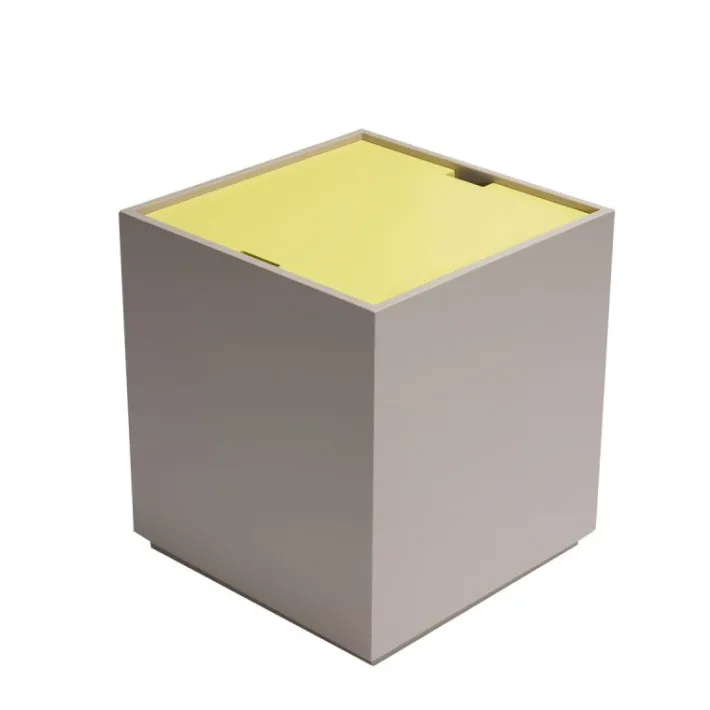 Vault Side Table/Storage Box Grey/Yellow^Hübsch New